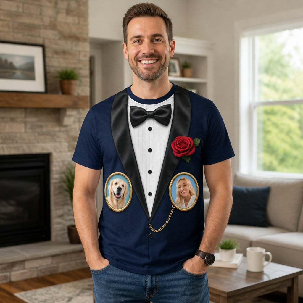 Custom Face Tuxedo Cameo AOP T‑Shirt - Lifestyle 1