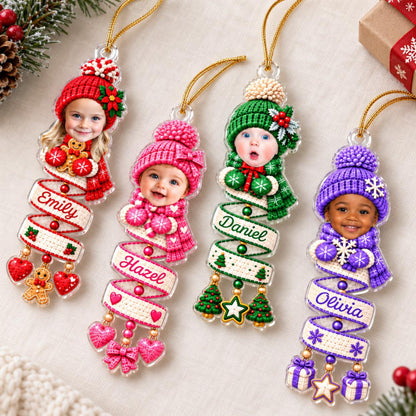 Personalized Baby Face Photo Spiral Ornament, Custom Name Snowman Acrylic Ornament, 2D Flat Faux Spiral Christmas Tree Decor, Christmas Gift 116a0d29-964b-4cb3-b30f-69bf16b36c34-9.jpg