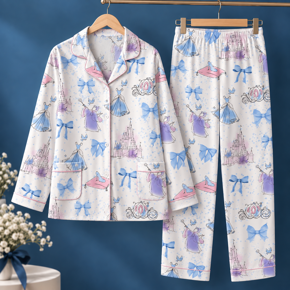 Meet Me At Midnight Cinderella Pajamas Set, Watercolor Princess Sleepwear, Cinderella Coquette Bow PJs, Fairytale Pajama Set for Women 11c3003a-88b6-4afd-b388-776775da7dd5-mu-i.png