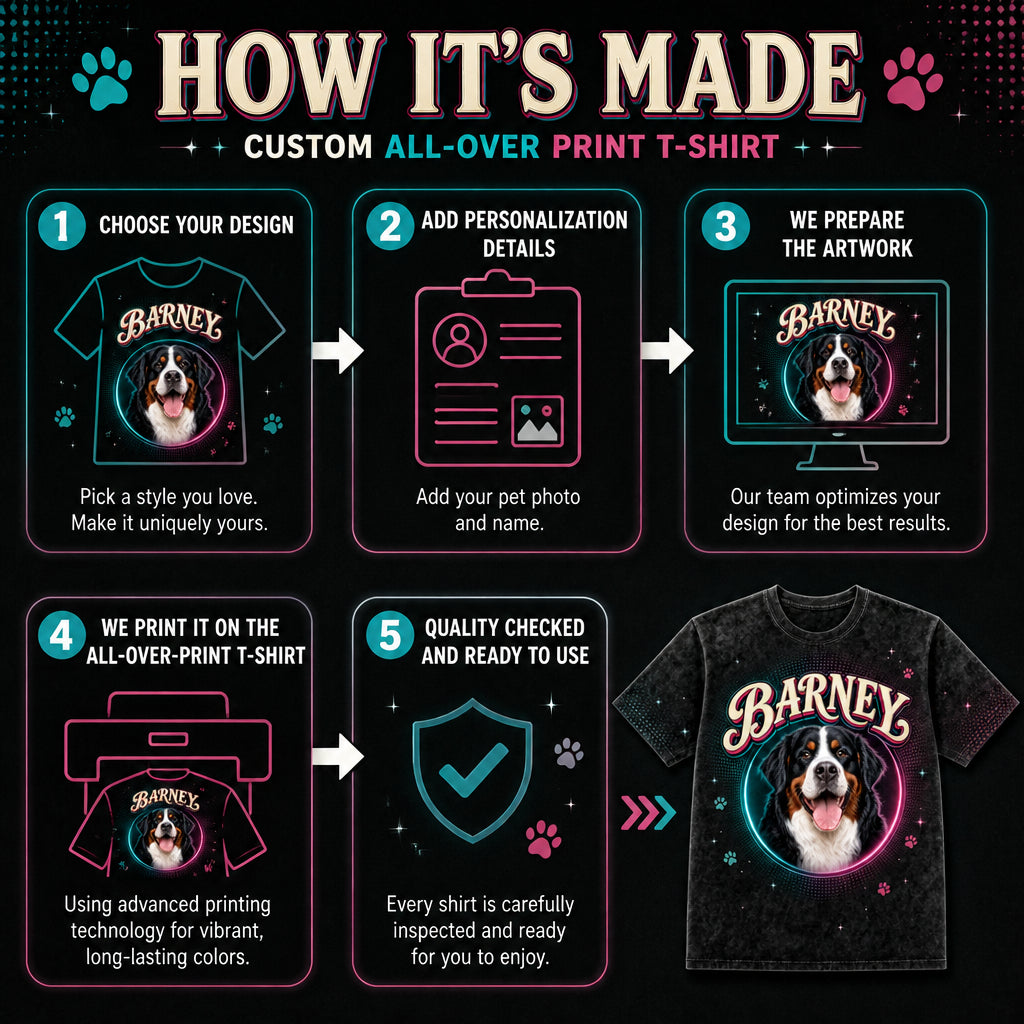 Custom Pet Photo Retro Glow Name Tee - How to customize