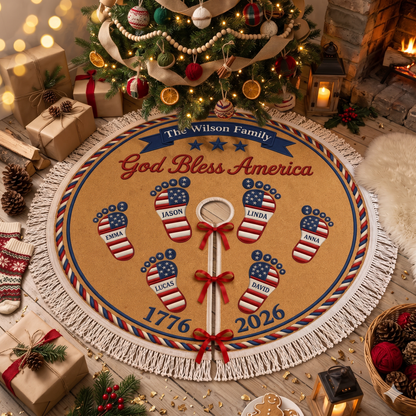 Personalised Family Name Gifts - Christmas Family Tree Skirt - Merry Christmas Tree Skirt 250 Years Of Freedom 14193bcd-61cc-4ada-b882-dd0090409ccf-bb.png