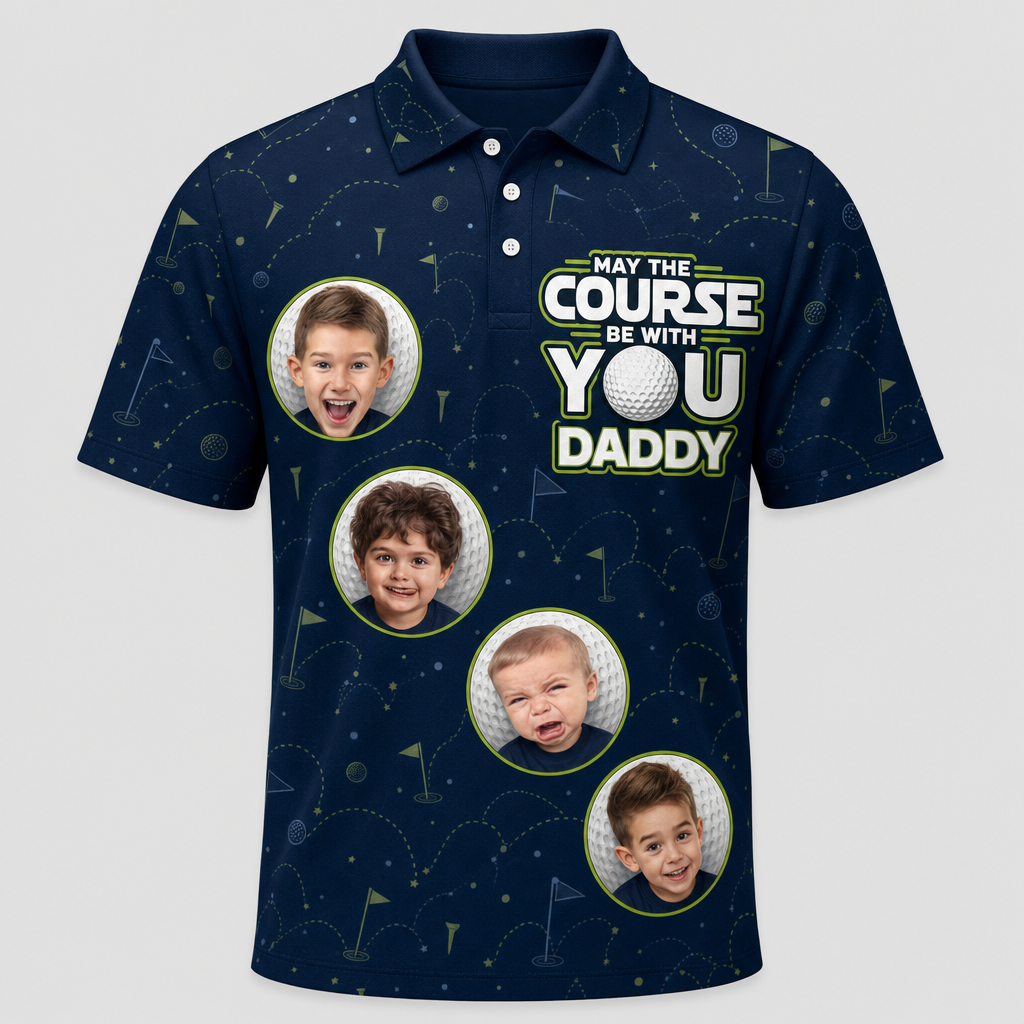 Golf Dad Photo Polo – May The Course Be With You - Hero