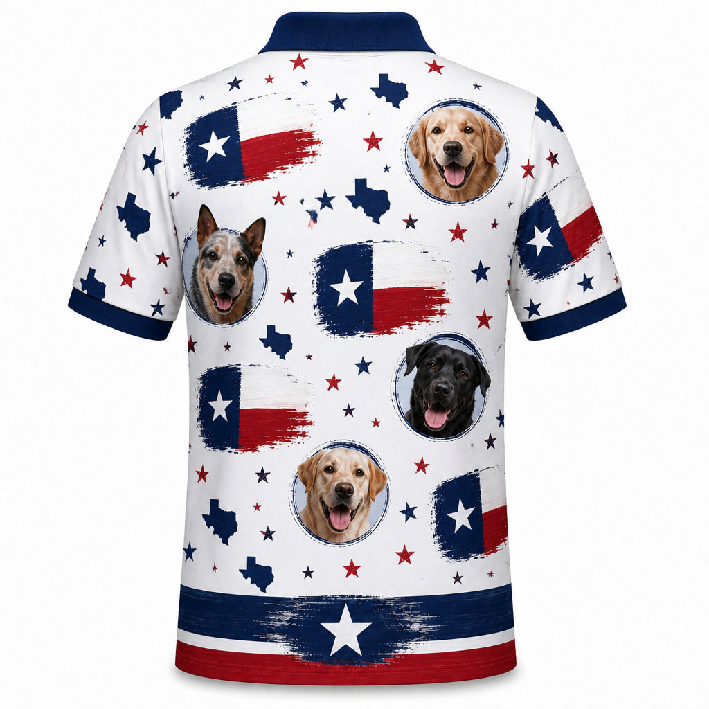 Custom Pet Photo Texas Flag Shirt - Back view