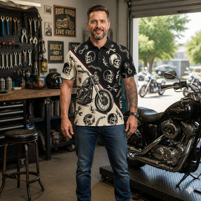 Biker Skull & Chopper AOP Polo – Black/Cream with Red Pinstripes - Polo shirt - All over printed 1463cc7f-16cc-412b-8ae1-a126d64cd964.jpg