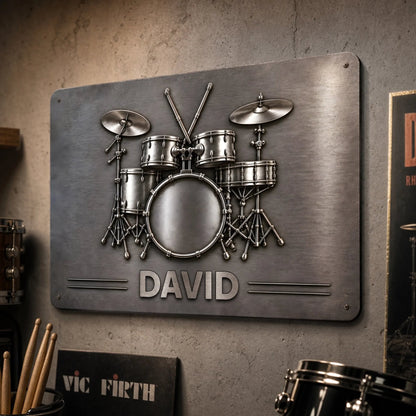 Drums Are My Therapy - Personalized Metal Sign, Gift For Drum Lovers, Brushes Silver Metal Sign 14724029-9aa8-4d7d-b2da-3f3c11f83d89-6aa2dab2b925c.jfif