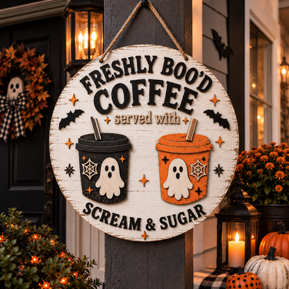 Halloween Coffee Door Hanger - Gift For Coffee Owner, Firends 14af8ee9-85b7-4b84-9f16-d01cb82601bb-4.png