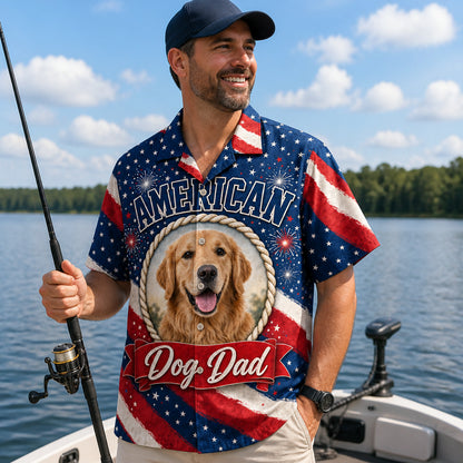 American Dog Dad Photo Hawaiian Shirt - Lifestyle 1
