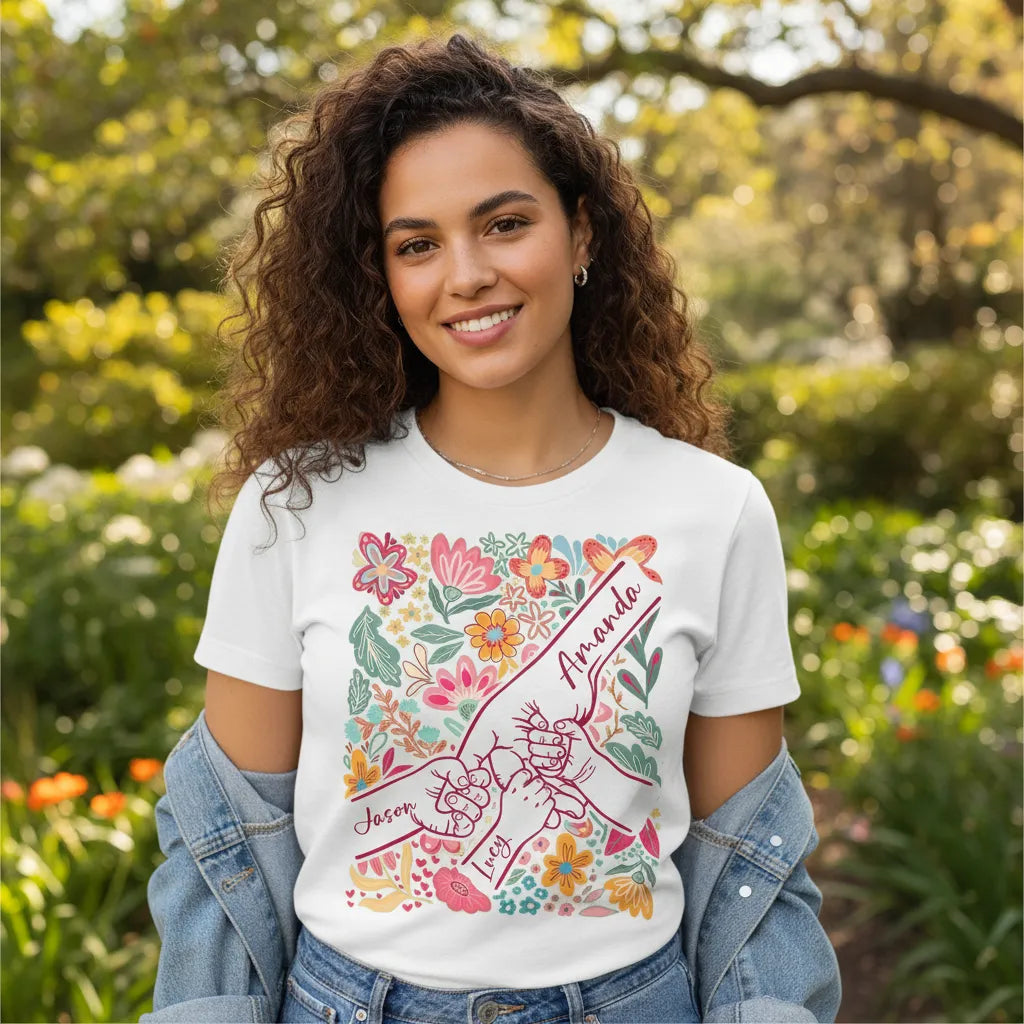 Mama Grandma & Me Forever Bond - Personalized T-Shirt For Mom Grandma