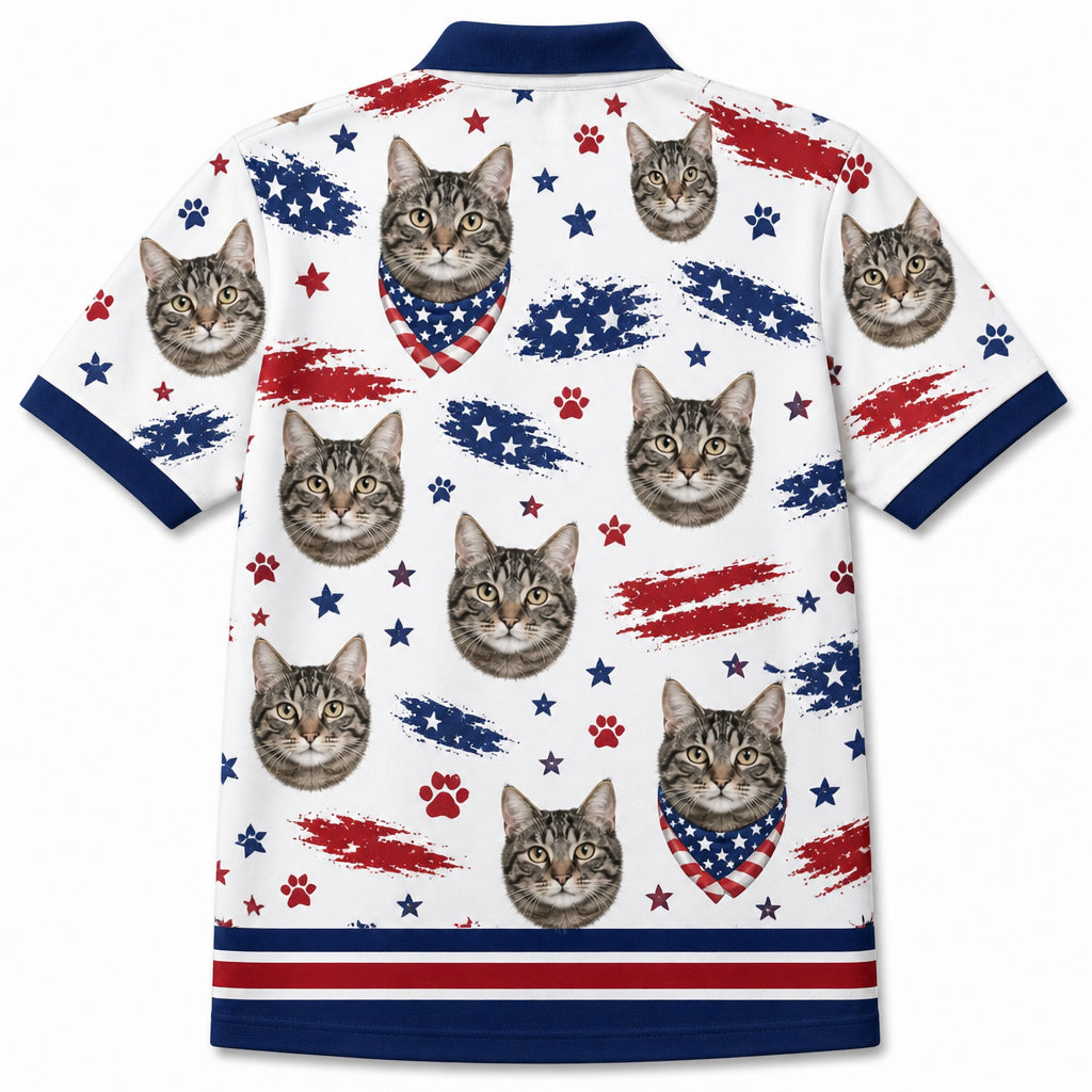 Custom Cat Photo Patriotic Shirt - Back view