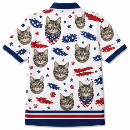Custom Cat Photo Patriotic Shirt - Back view