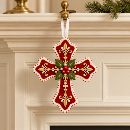 Ruby Christmas Cross Ornament, Religious Christmas Decor, Winter Gift For Handmade Lover 1580270b-dde3-4711-a7ea-f6b24057da82-Th-nh-gi-treo-ruy-b-ng-tr-ng-1.png