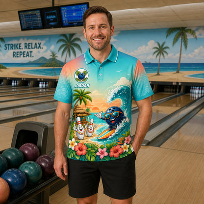 Personalized [Team Name] Crew Bowling Polo Shirt – Custom Name, All-Over Print
