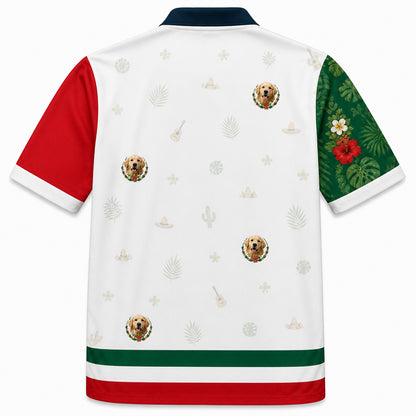 Custom Photo Mexican Flag Tropical Hawaiian Shirt - Back view