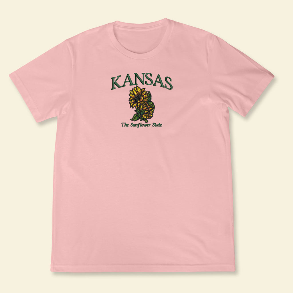 Embroidery Kansas The Sunflower State T-shirt, Embroidered City State Tee 1688548906089.jpg