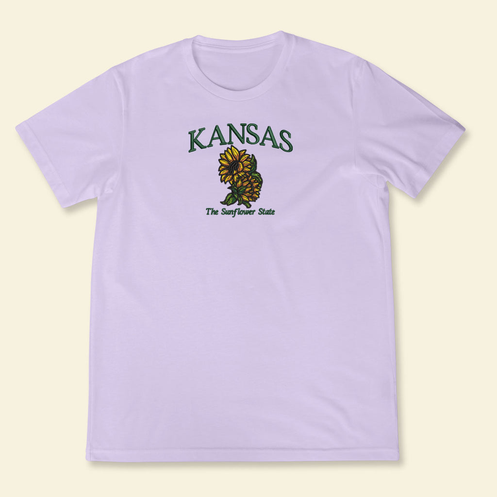 Embroidery Kansas The Sunflower State T-shirt, Embroidered City State Tee 1688548906095.jpg