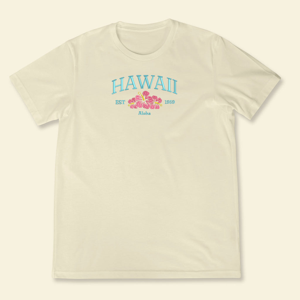 Embroidery Hawaii Aloha T-shirt, Embroidered City State Tee 1688550619875.jpg
