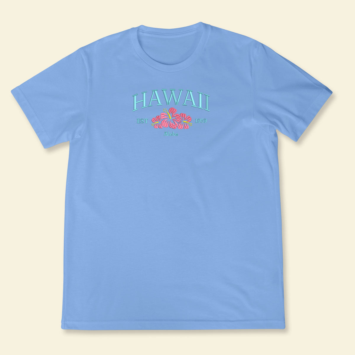 Embroidery Hawaii Aloha T-shirt, Embroidered City State Tee 1688550619899.jpg