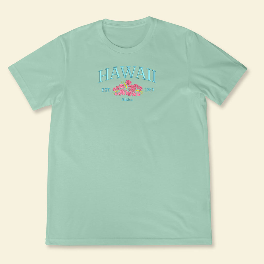 Embroidery Hawaii Aloha T-shirt, Embroidered City State Tee 1688550620465.jpg