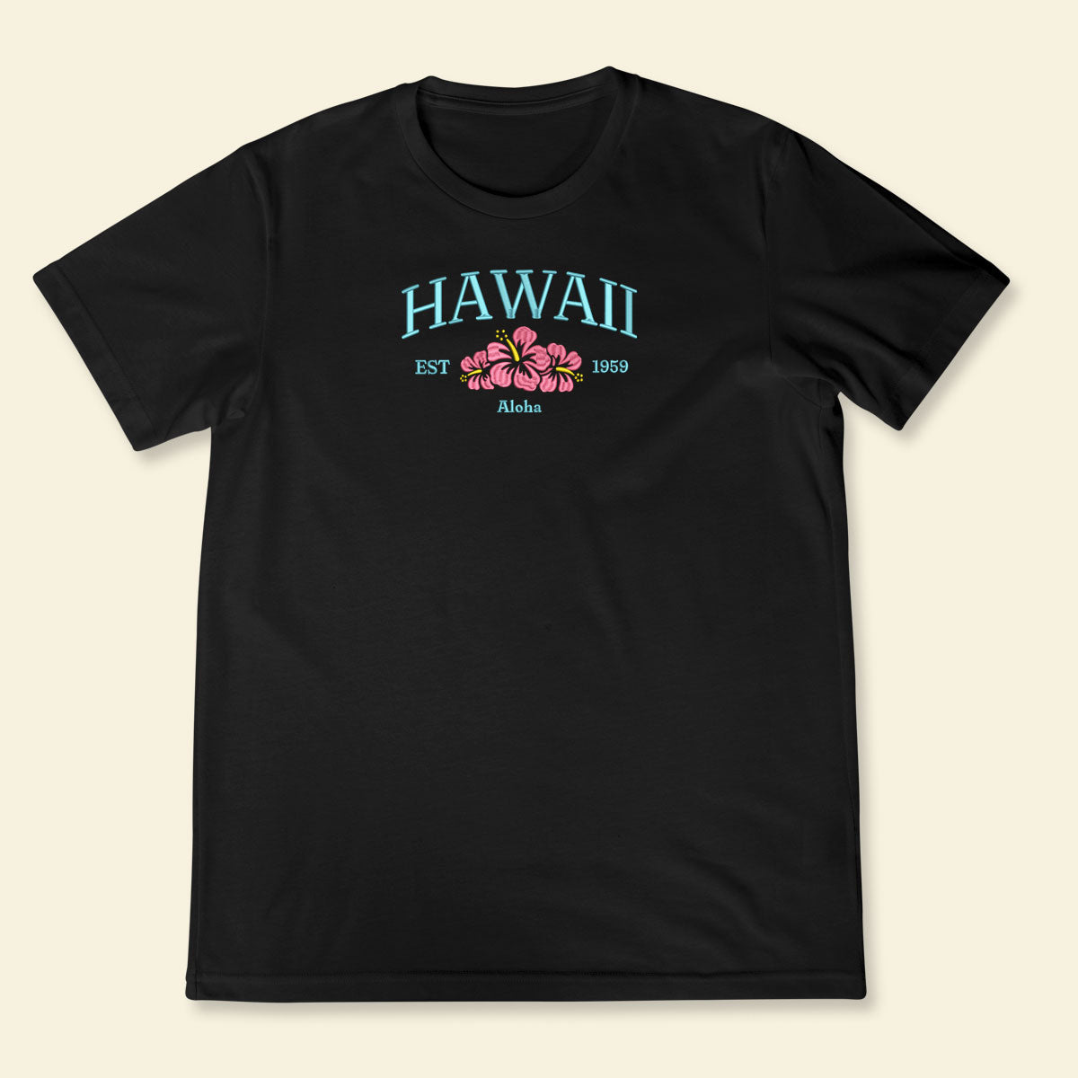 Embroidery Hawaii Aloha T-shirt, Embroidered City State Tee 1688550620470.jpg