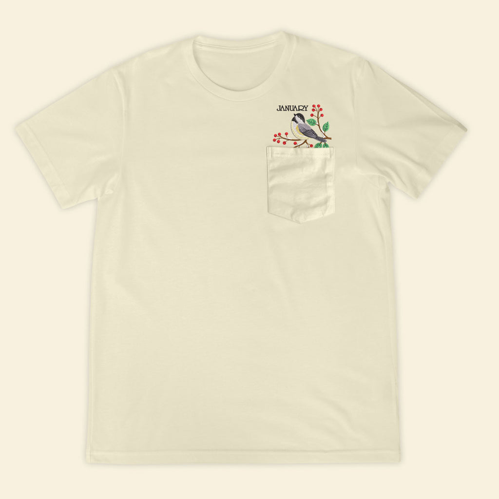 Embroidery Birthmonth January Bird Pocket T-shirt - Birthday Gift Tee 1689147596109.jpg