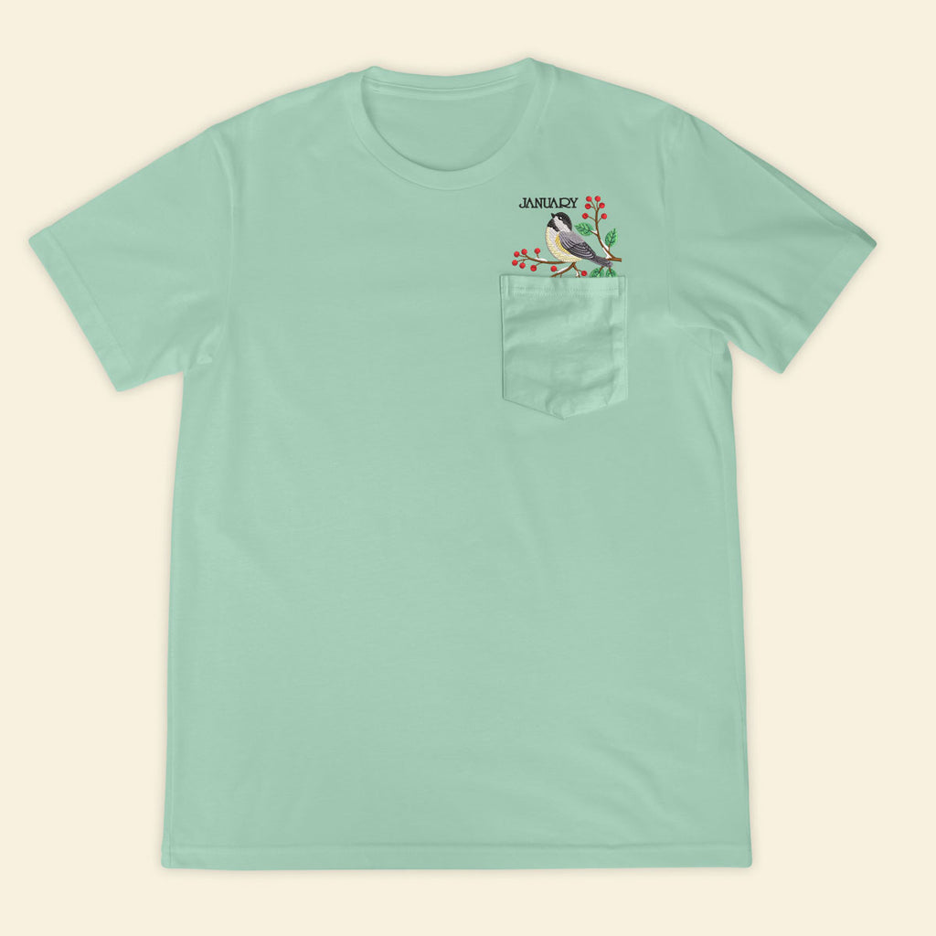 Embroidery Birthmonth January Bird Pocket T-shirt - Birthday Gift Tee 1689147596156.jpg