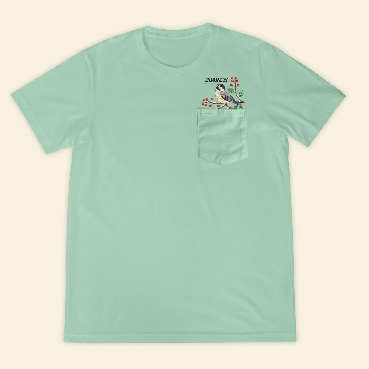Embroidery Birthmonth January Bird Pocket T-shirt - Birthday Gift Tee 1689147596156.jpg