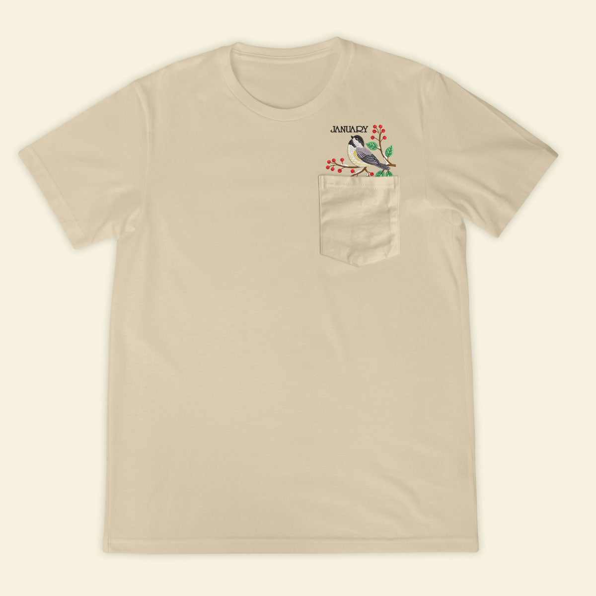 Embroidery Birthmonth January Bird Pocket T-shirt - Birthday Gift Tee 1689147596180.jpg