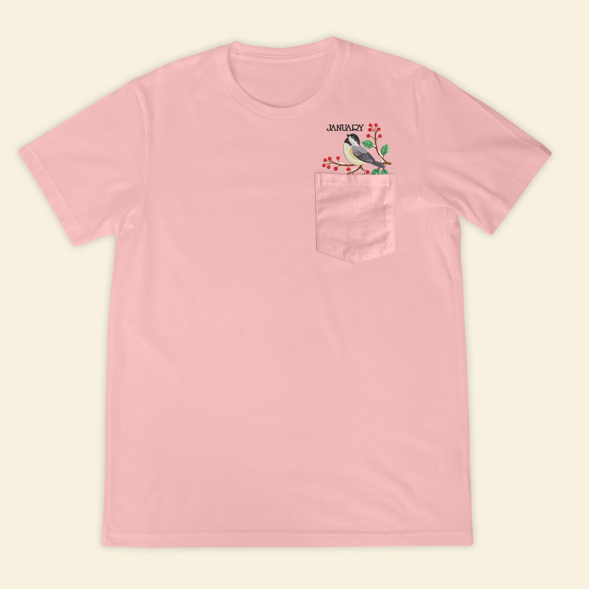 Embroidery Birthmonth January Bird Pocket T-shirt - Birthday Gift Tee 1689147596193.jpg