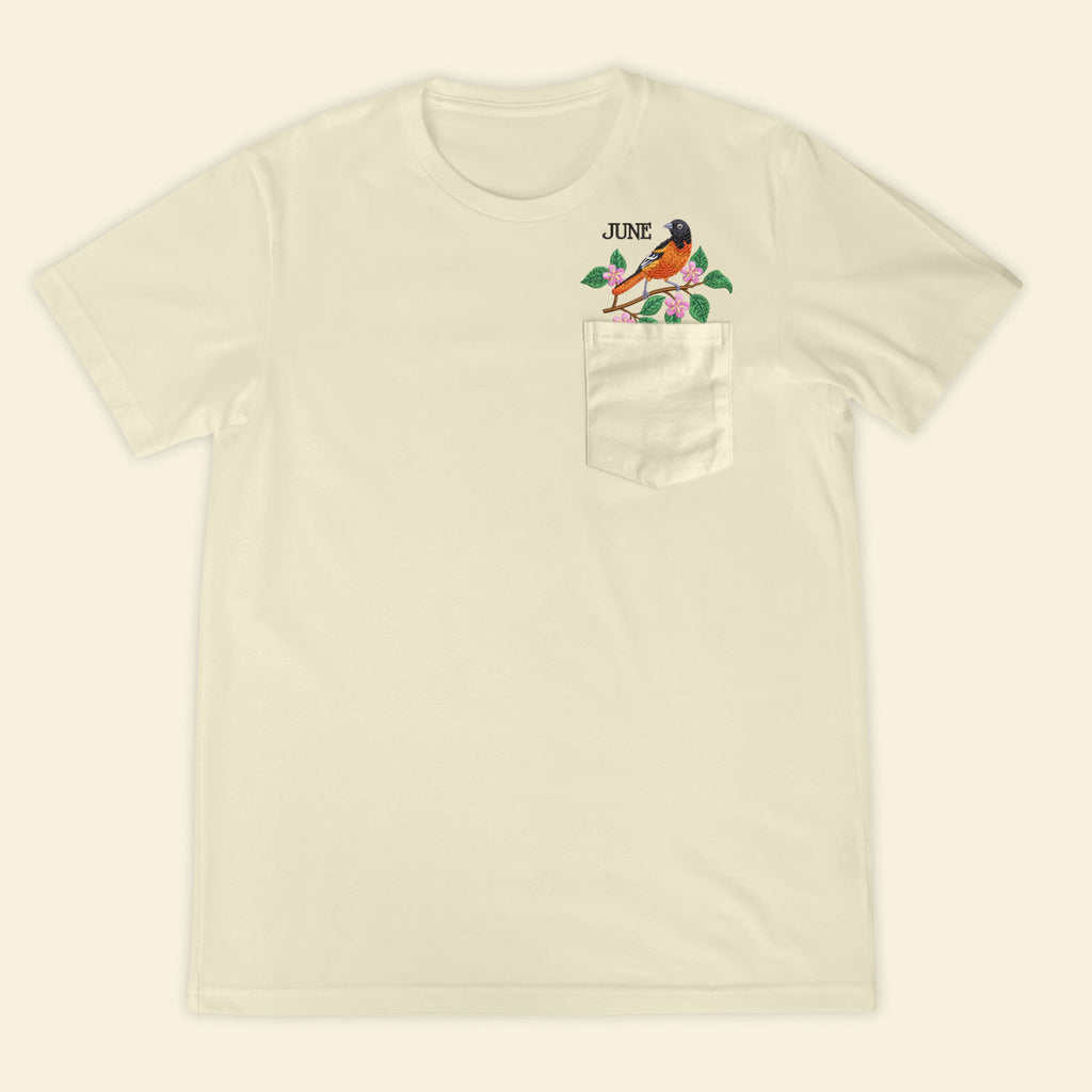 Embroidery Birthmonth June Bird Pocket T-shirt - Birthday Gift Tee 1689149166388.jpg