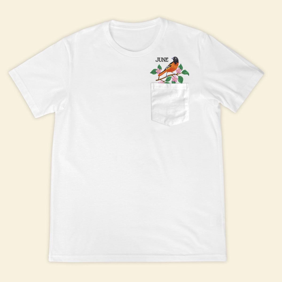 Embroidery Birthmonth June Bird Pocket T-shirt - Birthday Gift Tee 1689149166401.jpg