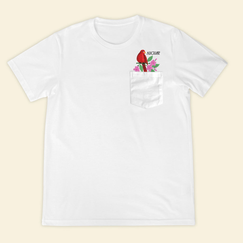 Embroidery Birthmonth August Bird Pocket T-shirt - Birthday Gift Tee 1689233066553.jpg