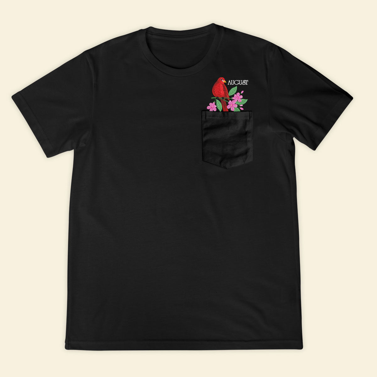 Embroidery Birthmonth August Bird Pocket T-shirt - Birthday Gift Tee 1689233066570.jpg