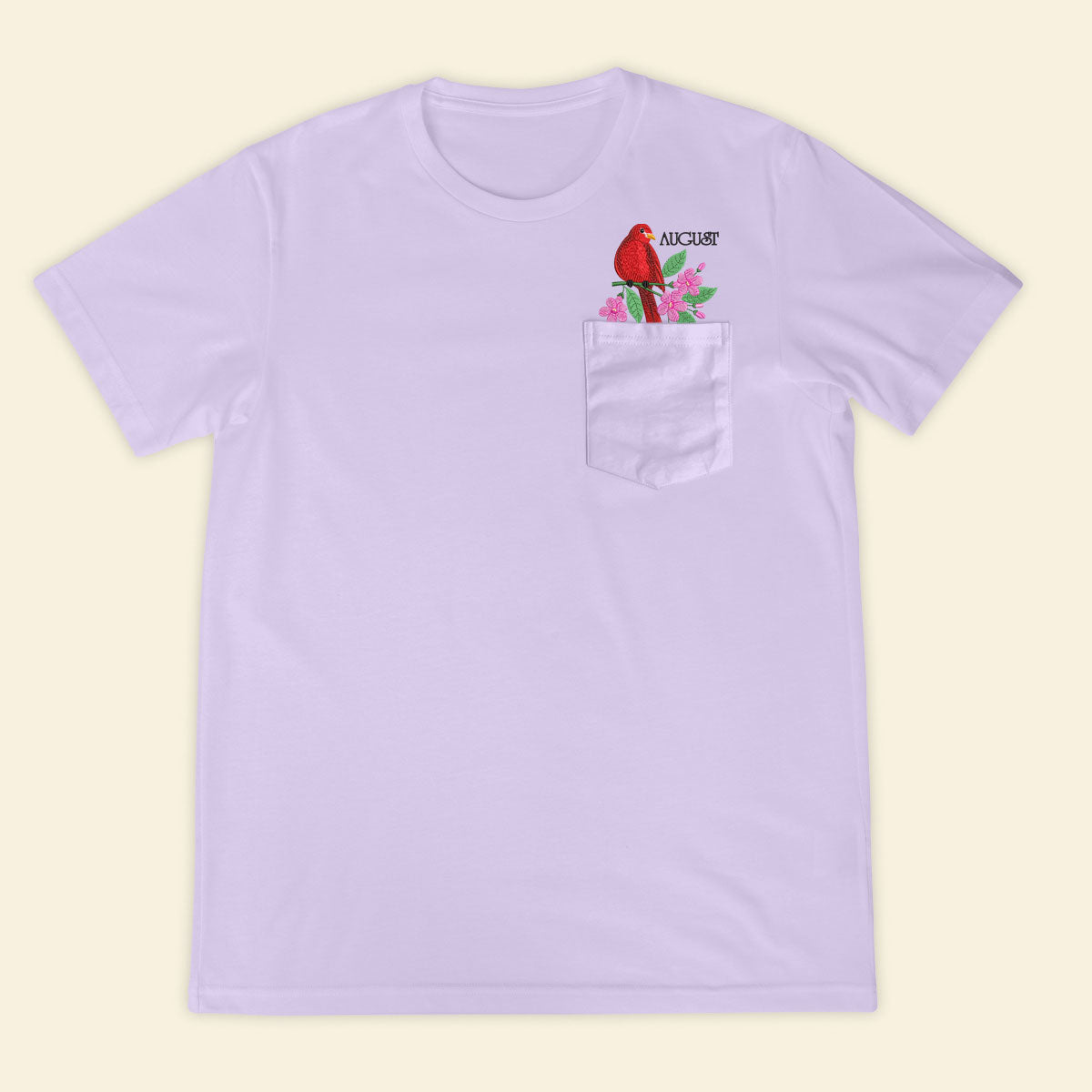 Embroidery Birthmonth August Bird Pocket T-shirt - Birthday Gift Tee 1689233066577.jpg