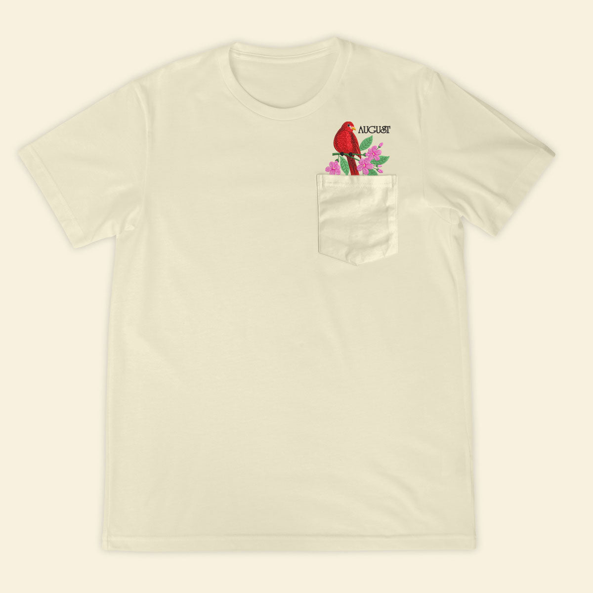 Embroidery Birthmonth August Bird Pocket T-shirt - Birthday Gift Tee 1689233066583.jpg