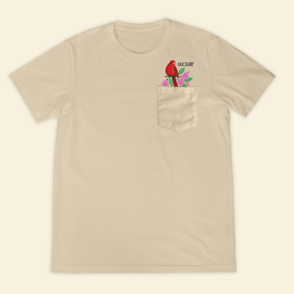Embroidery Birthmonth August Bird Pocket T-shirt - Birthday Gift Tee 1689233066606.jpg