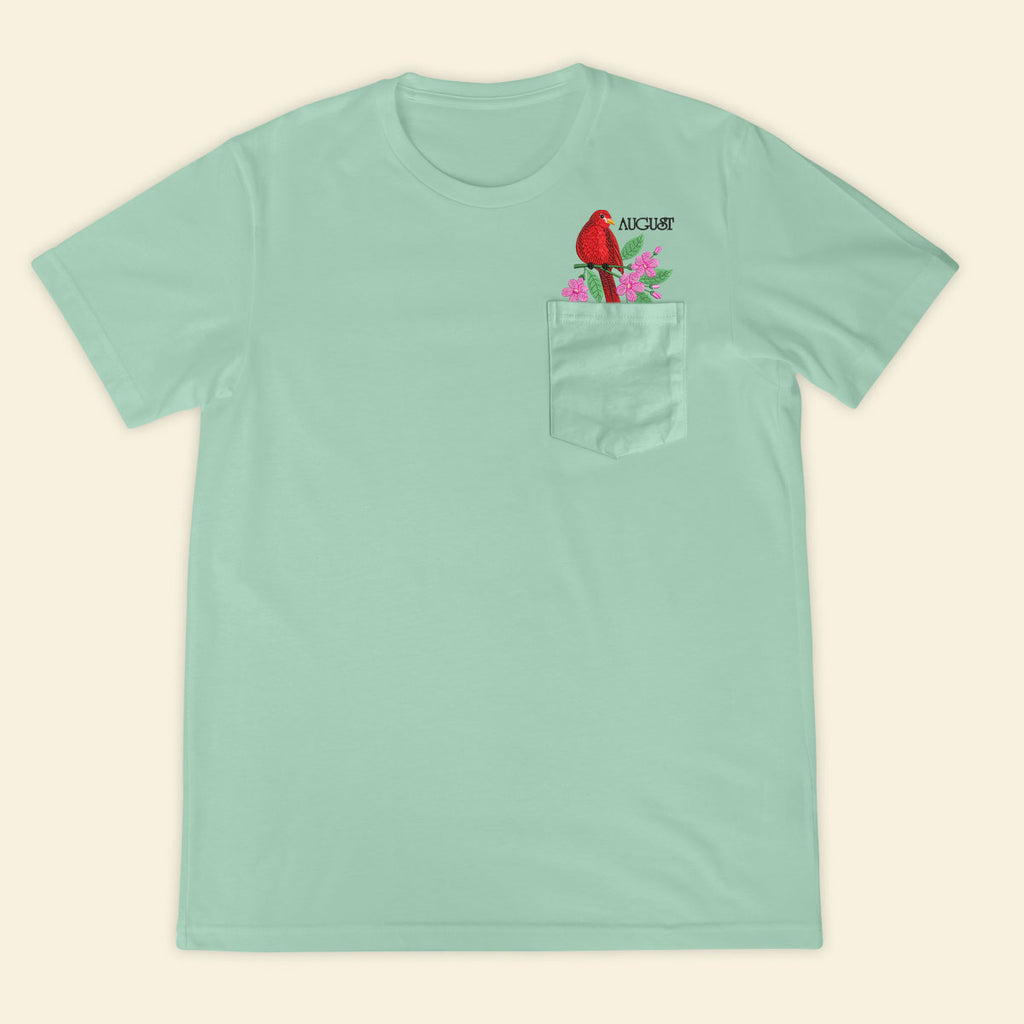 Embroidery Birthmonth August Bird Pocket T-shirt - Birthday Gift Tee 1689233066607.jpg