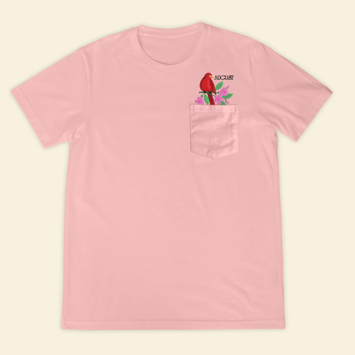 Embroidery Birthmonth August Bird Pocket T-shirt - Birthday Gift Tee 1689233066626.jpg
