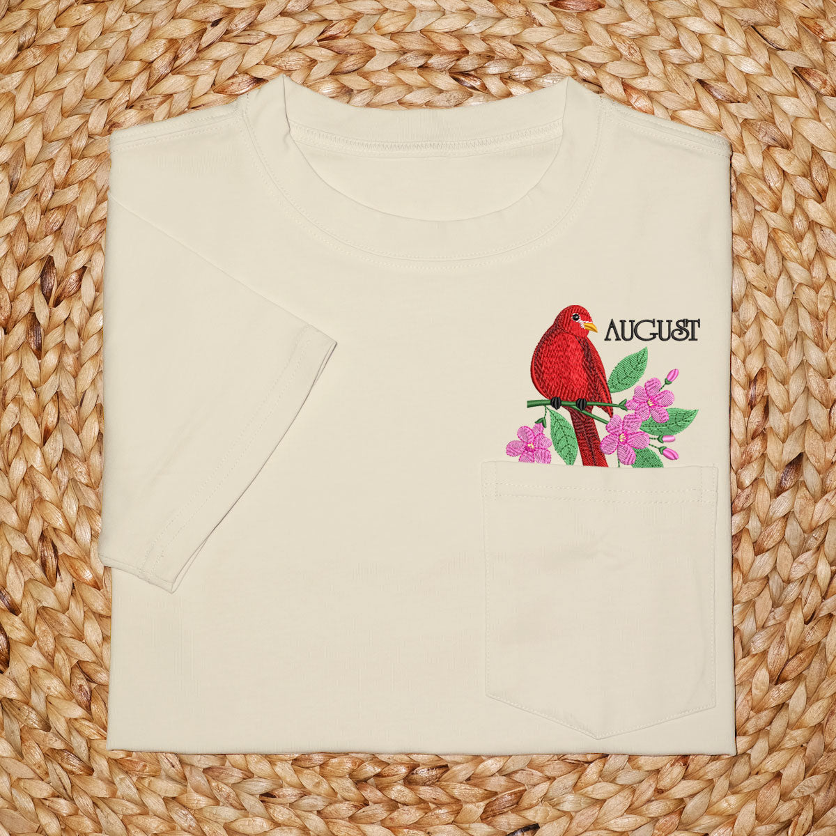 Embroidery Birthmonth August Bird Pocket T-shirt - Birthday Gift Tee 1689233066674.jpg