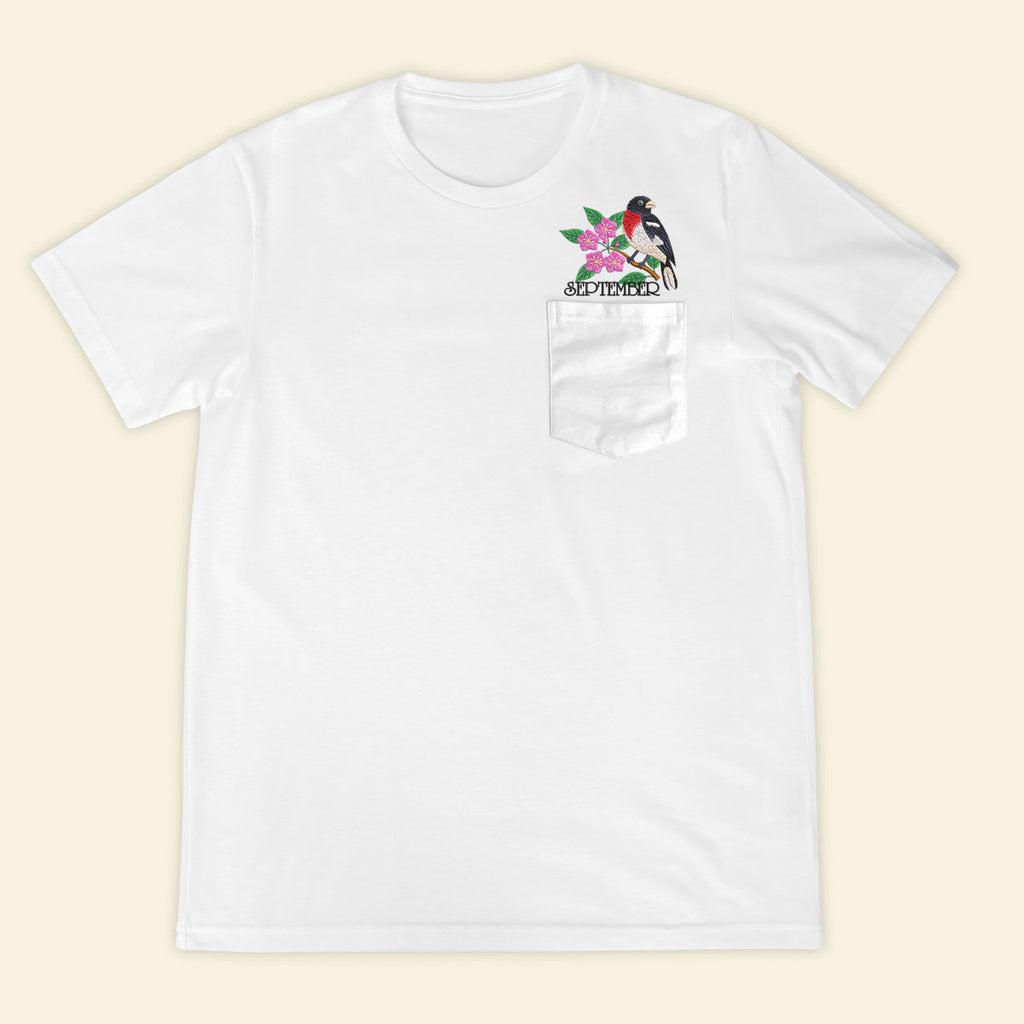 Embroidery Birthmonth September Bird Pocket T-shirt - Birthday Gift Tee 1689233150319.jpg