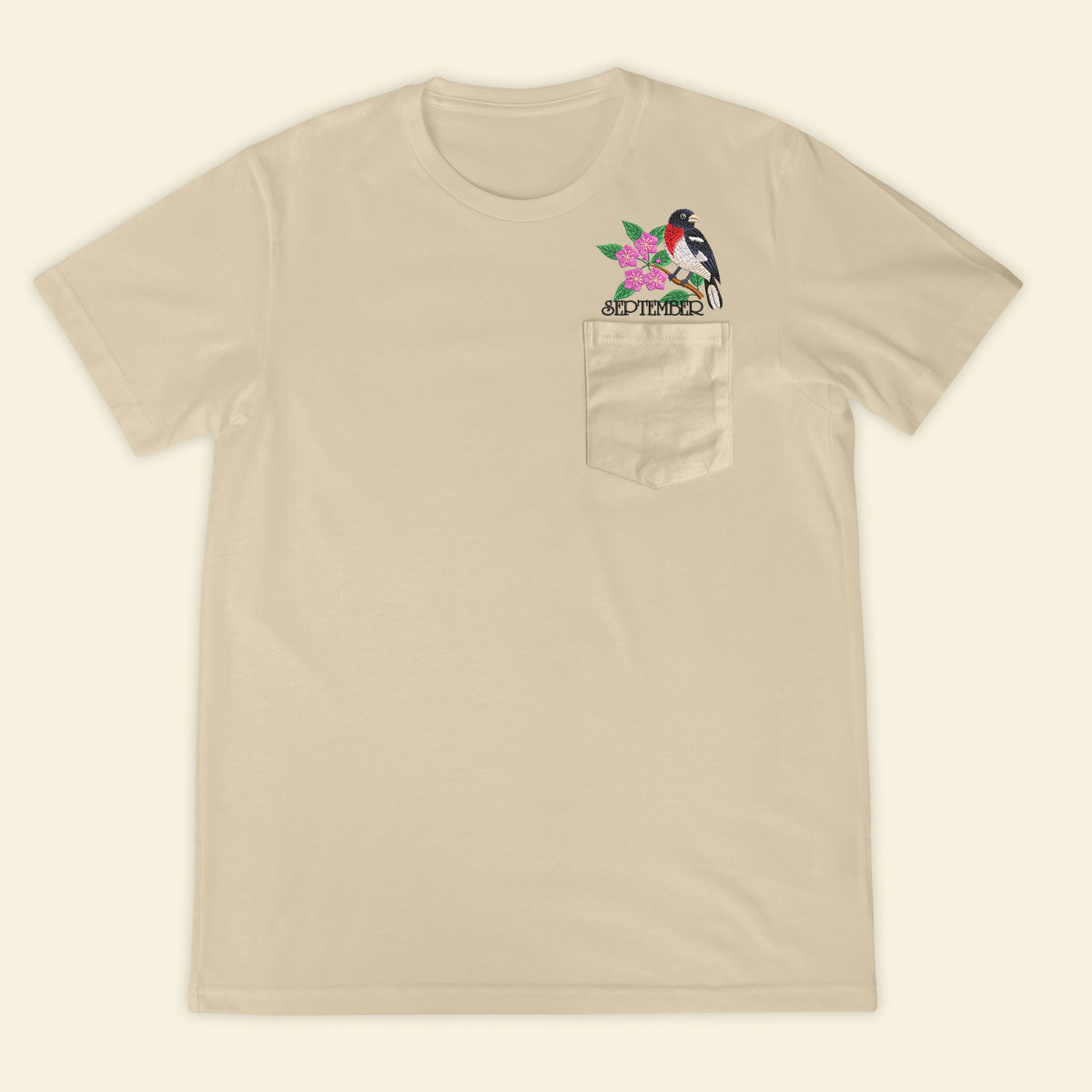 Embroidery Birthmonth September Bird Pocket T-shirt - Birthday Gift Tee 1689233150349.jpg