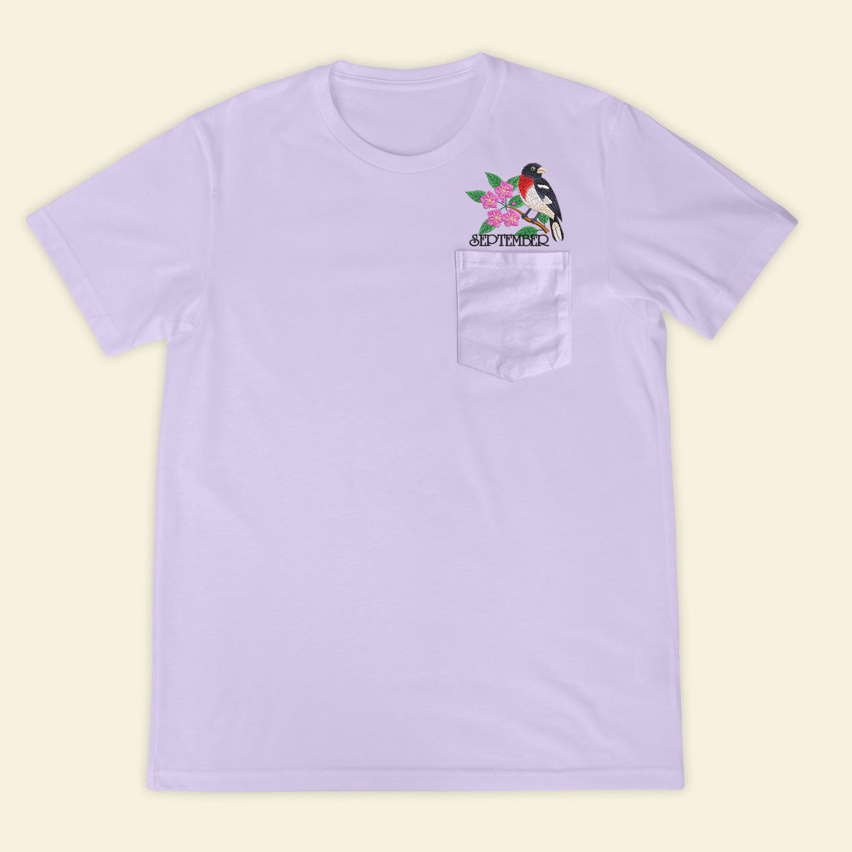 Embroidery Birthmonth September Bird Pocket T-shirt - Birthday Gift Tee 1689233150356.jpg