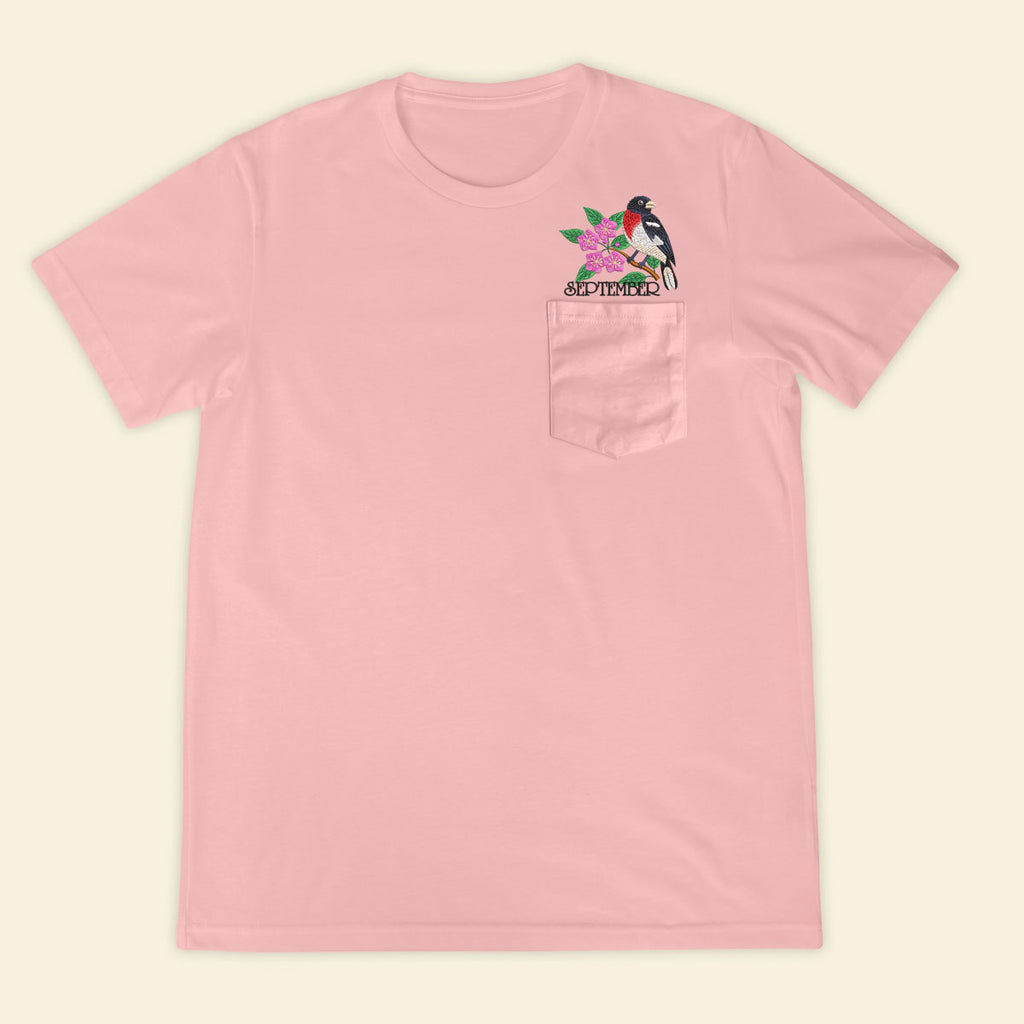 Embroidery Birthmonth September Bird Pocket T-shirt - Birthday Gift Tee 1689233150378.jpg