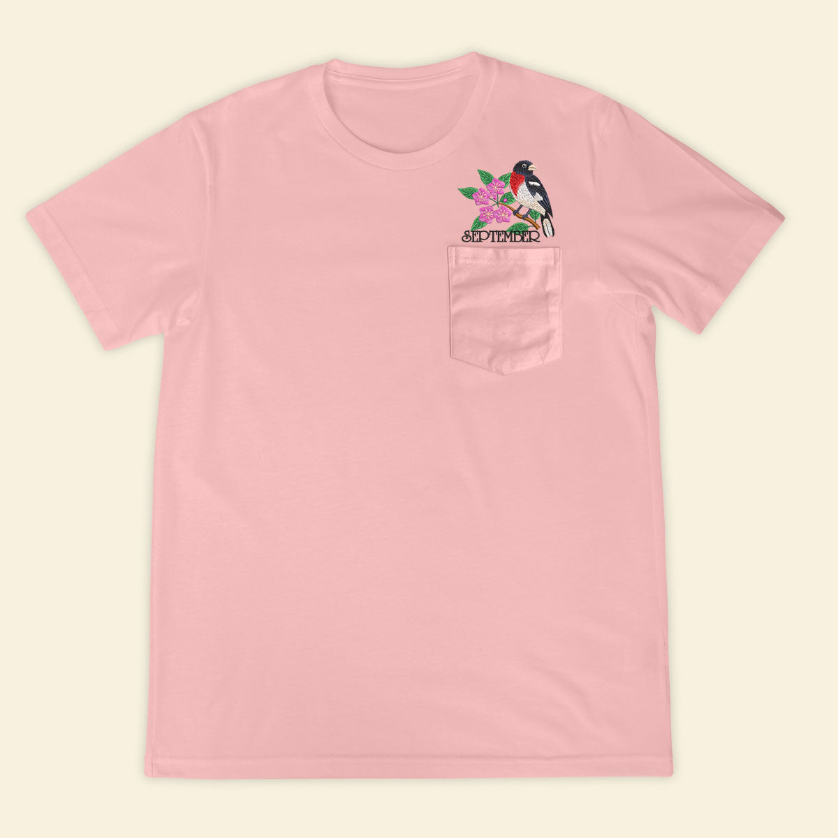 Embroidery Birthmonth September Bird Pocket T-shirt - Birthday Gift Tee 1689233150378.jpg