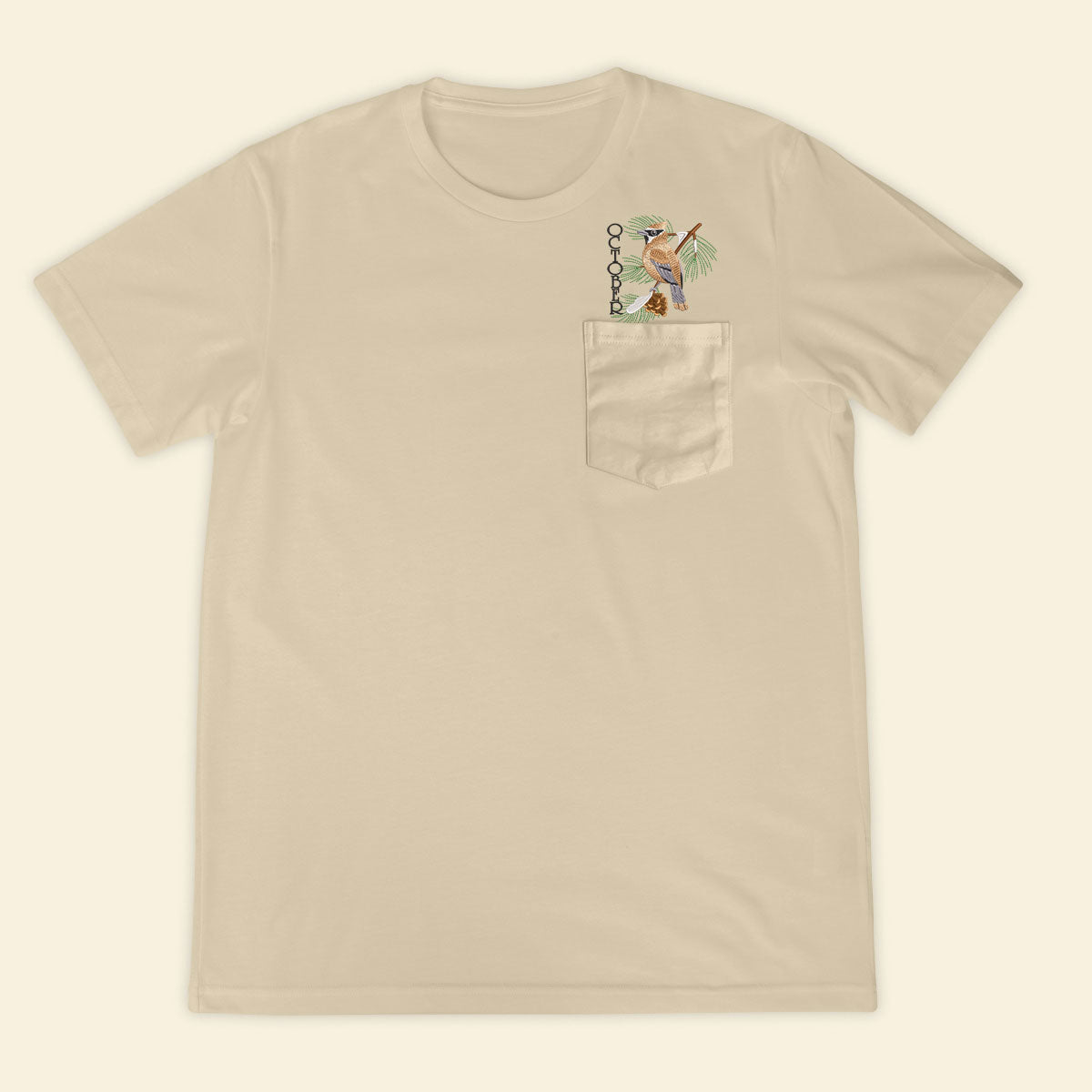 Embroidery Birthmonth October Bird Pocket T-shirt - Birthday Gift Tee 1689233904006.jpg