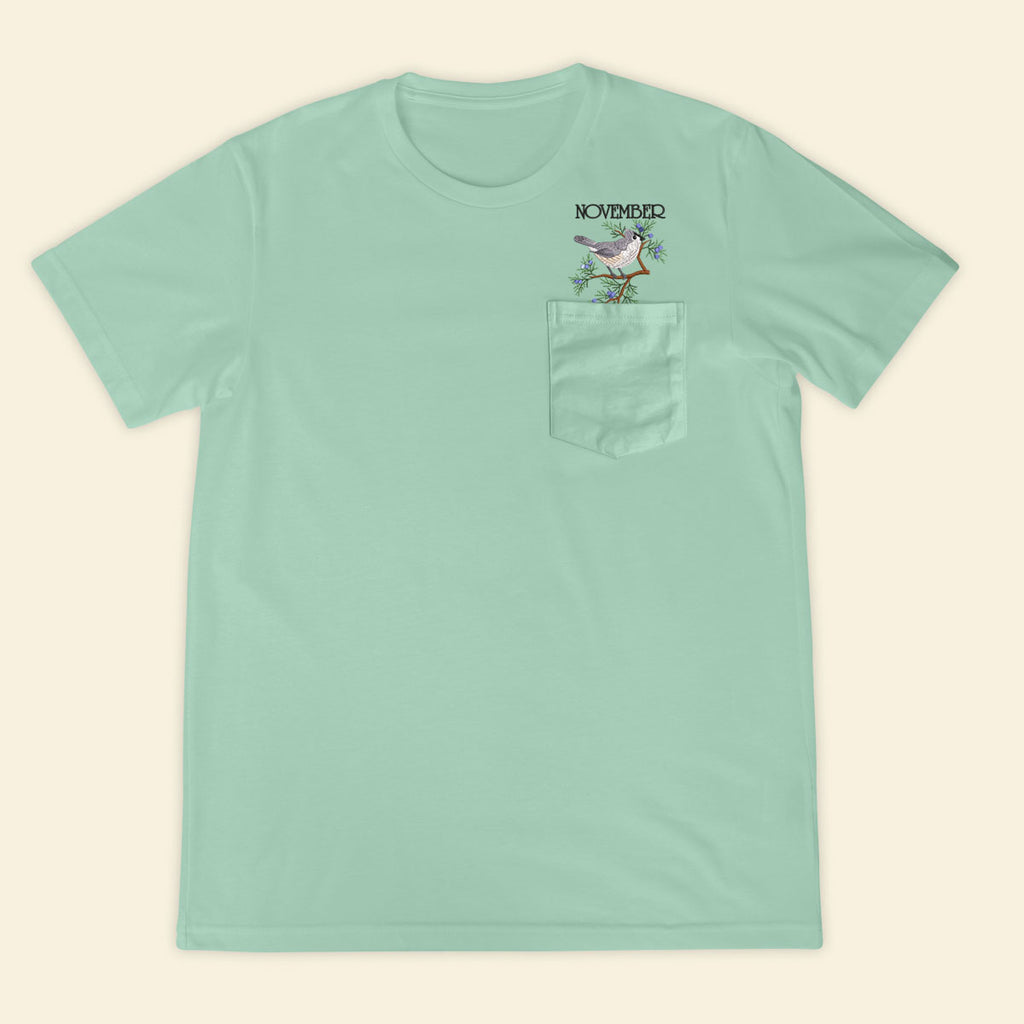 Embroidery Birthmonth November Bird Pocket T-shirt - Birthday Gift Tee 1689233998947.jpg