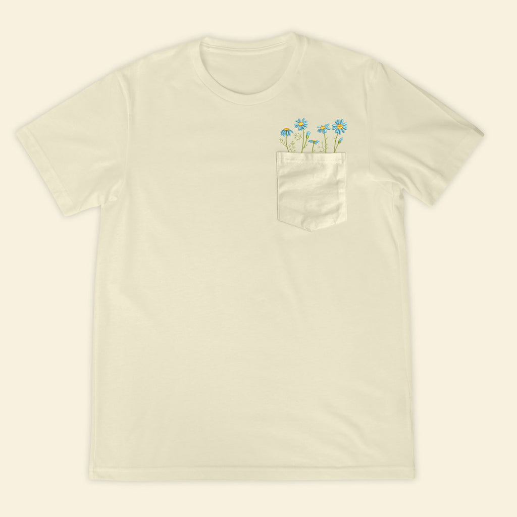 Embroidery Daisy Flowers Pocket T-shirt 1689321819989.jpg