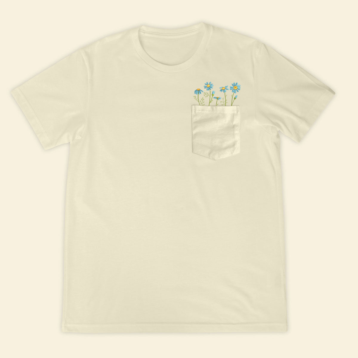 Embroidery Daisy Flowers Pocket T-shirt 1689321819989.jpg
