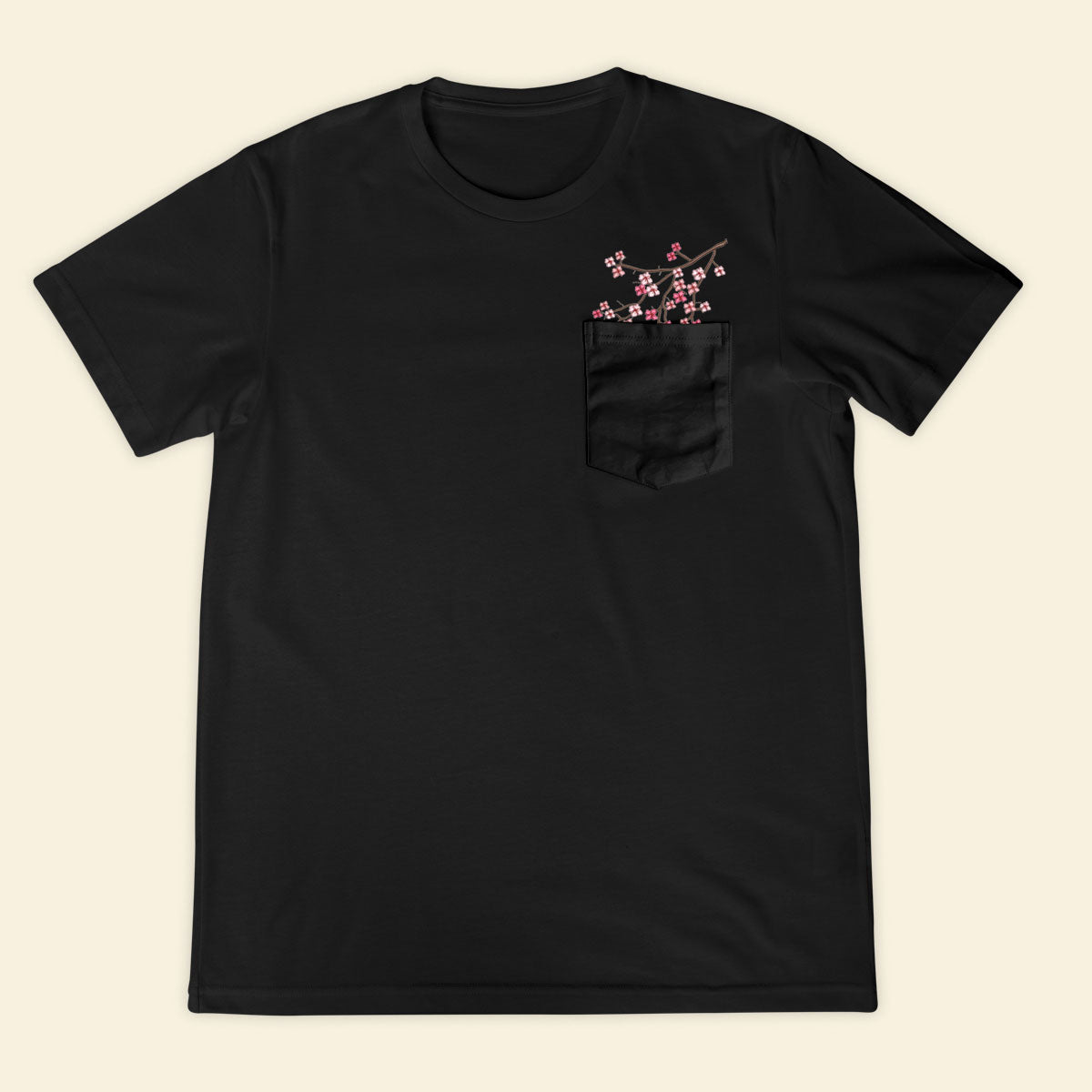 Embroidery Cherry Blossom Pocket T-shirt 1689321999302.jpg
