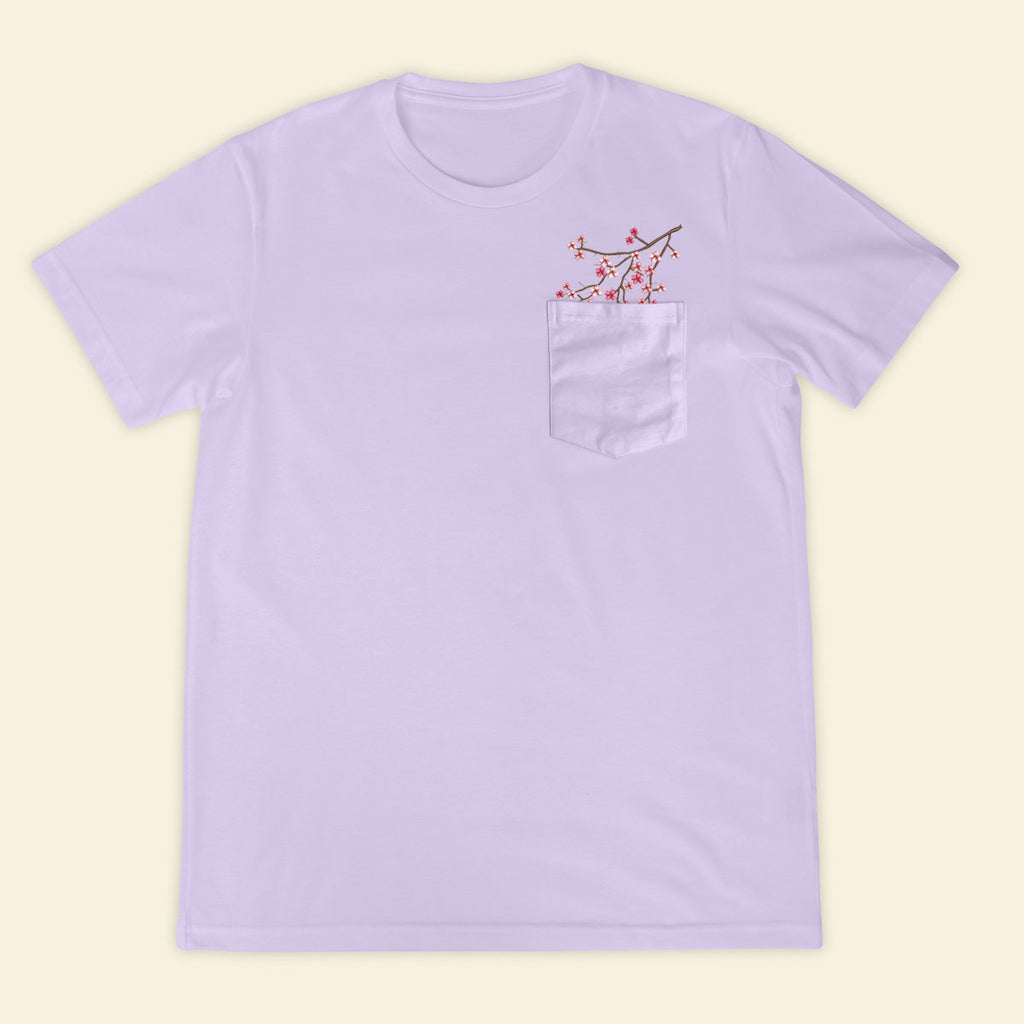 Embroidery Cherry Blossom Pocket T-shirt 1689321999304.jpg