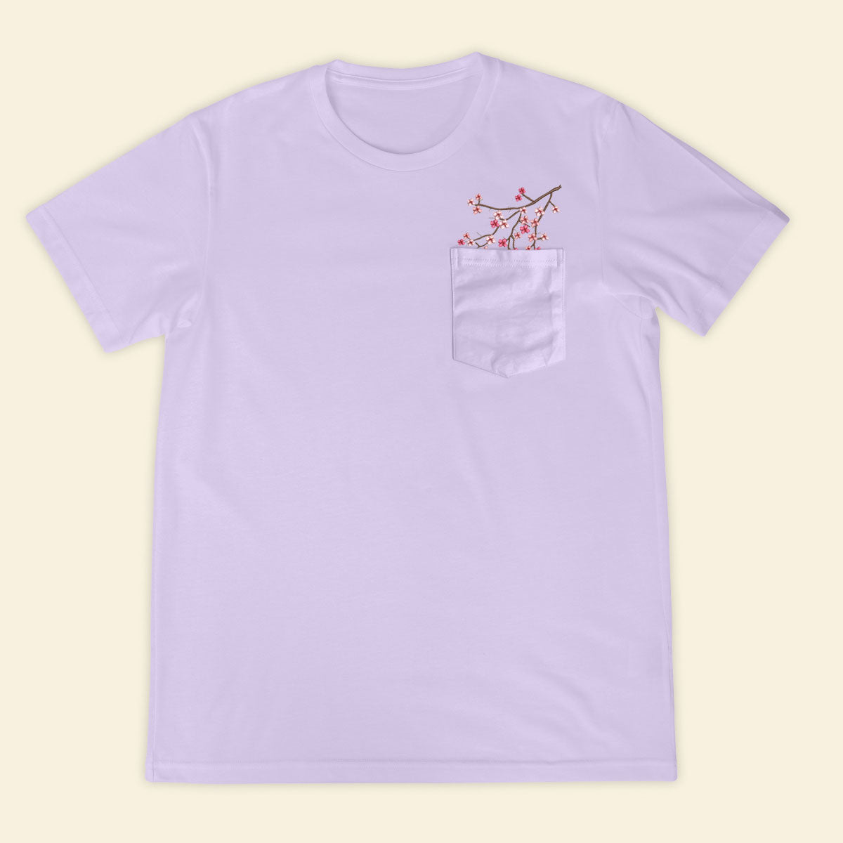 Embroidery Cherry Blossom Pocket T-shirt 1689321999304.jpg